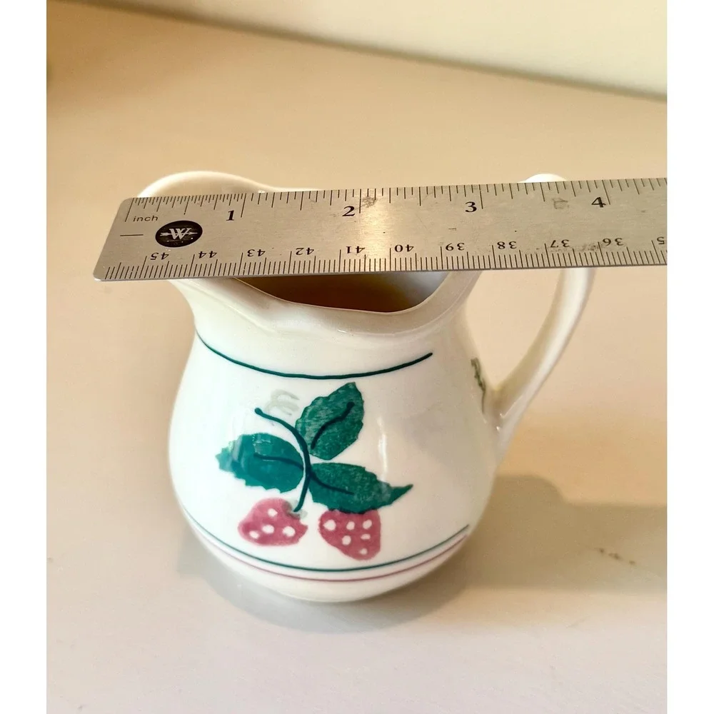 Vintage Hartstone Strawberry Stoneware Creamer | Hand Painted Small Milk Pitcher